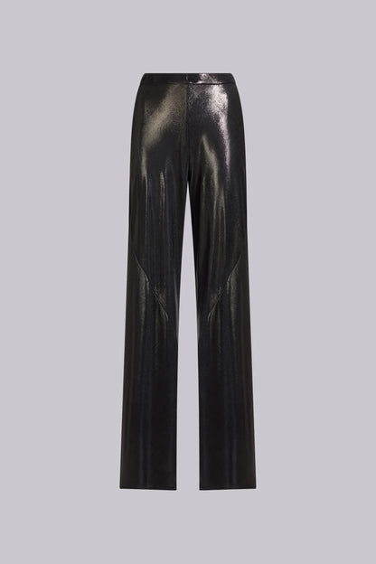 Pantalone wide leg in jersey shiny